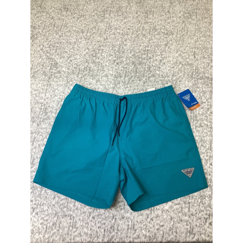 Columbia PFG Rambler Water Shorts Mens Large 6 Inseam Teal Blue FM3843-443 NWT